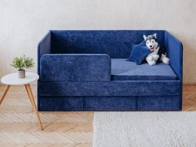 Диван-кровать Happy (синий) в Чернореченском - chernorechenskij.mebel-nsk.ru | фото