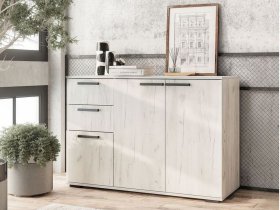 Комод Стандарт-3 NEW (дуб крафт белый) в Чернореченском - chernorechenskij.mebel-nsk.ru | фото