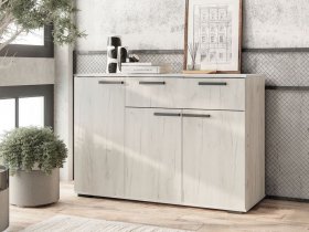 Комод Стандарт-4 NEW (дуб крафт белый) в Чернореченском - chernorechenskij.mebel-nsk.ru | фото