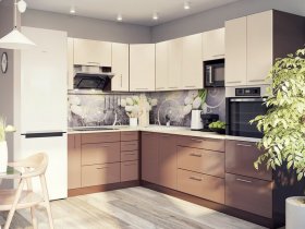 Модульная кухня Классика (ваниль/шоколад) в Чернореченском - chernorechenskij.mebel-nsk.ru | фото