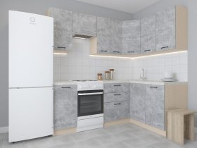 Модульная угловая кухня 1,4м*2,1м Лада (цемент) в Чернореченском - chernorechenskij.mebel-nsk.ru | фото