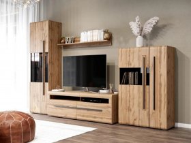 Модульная стенка Ницца (дуб вотан) в Чернореченском - chernorechenskij.mebel-nsk.ru | фото