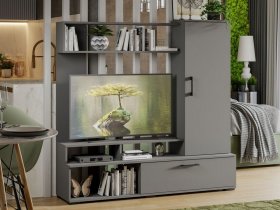 Стенка «Сиена» (графит серый) в Чернореченском - chernorechenskij.mebel-nsk.ru | фото