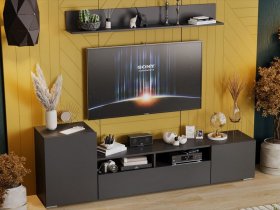 Стенка «Сильвия» (графит серый) в Чернореченском - chernorechenskij.mebel-nsk.ru | фото
